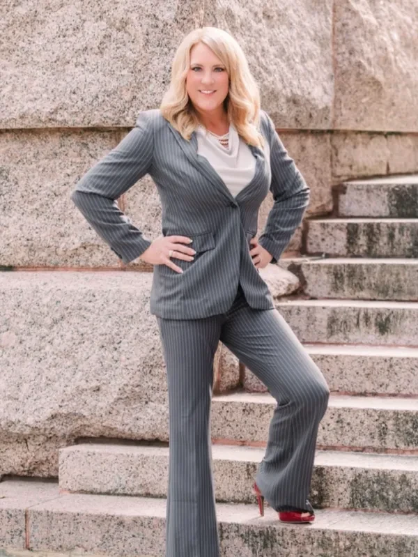 Attorney Carrie Holman Westbrook on stairs